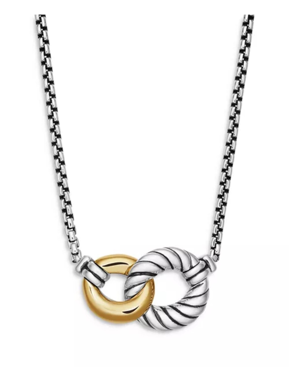David Yurman Belmont Curb Link Necklace in Sterling Silver with 18K Yellow Gold